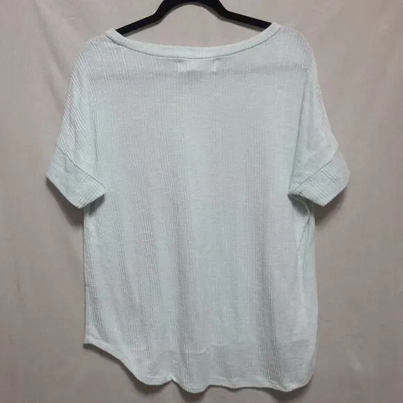 French Laundry Knit Top Womens Size 1XL Blue White Stripe Button Details - Picture 5 of 8